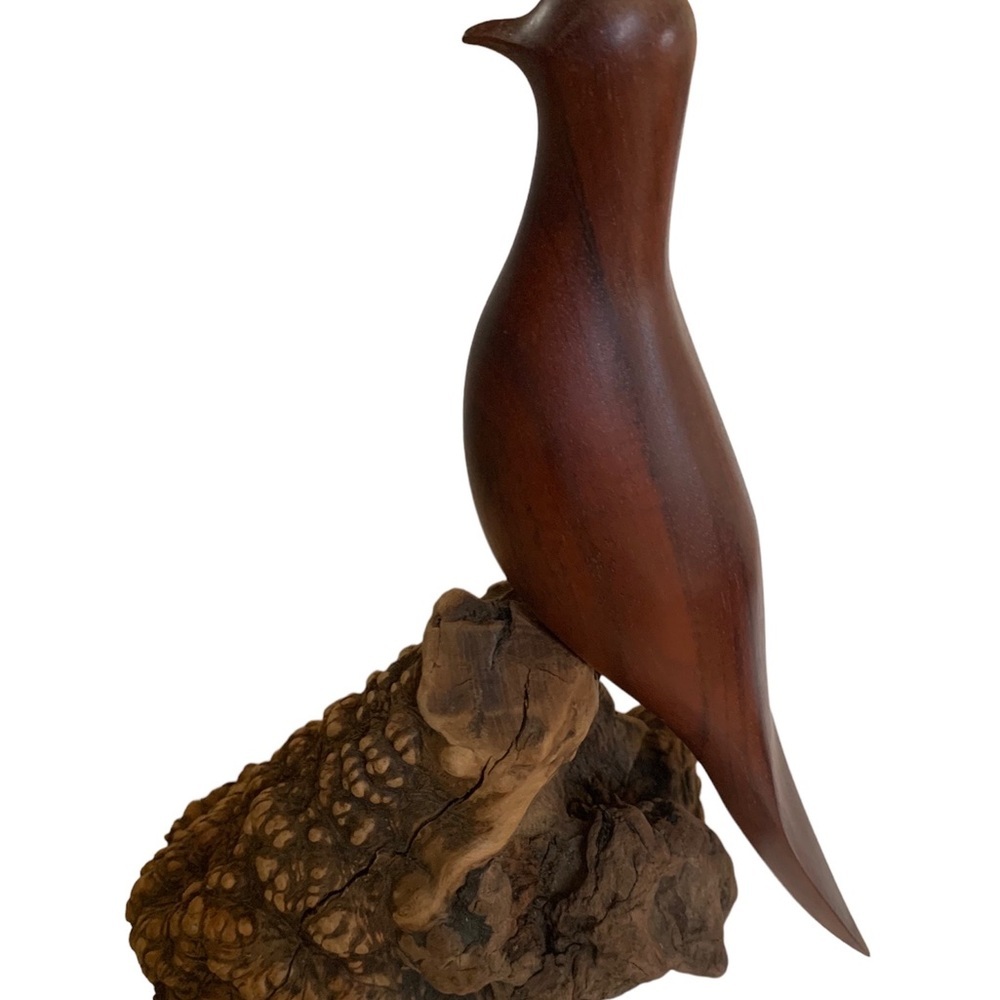 Vintage HMB Mourning Dove of Brazilian Tigerwood on Manzanita Root Burl by HMB - Picture 7 of 13
